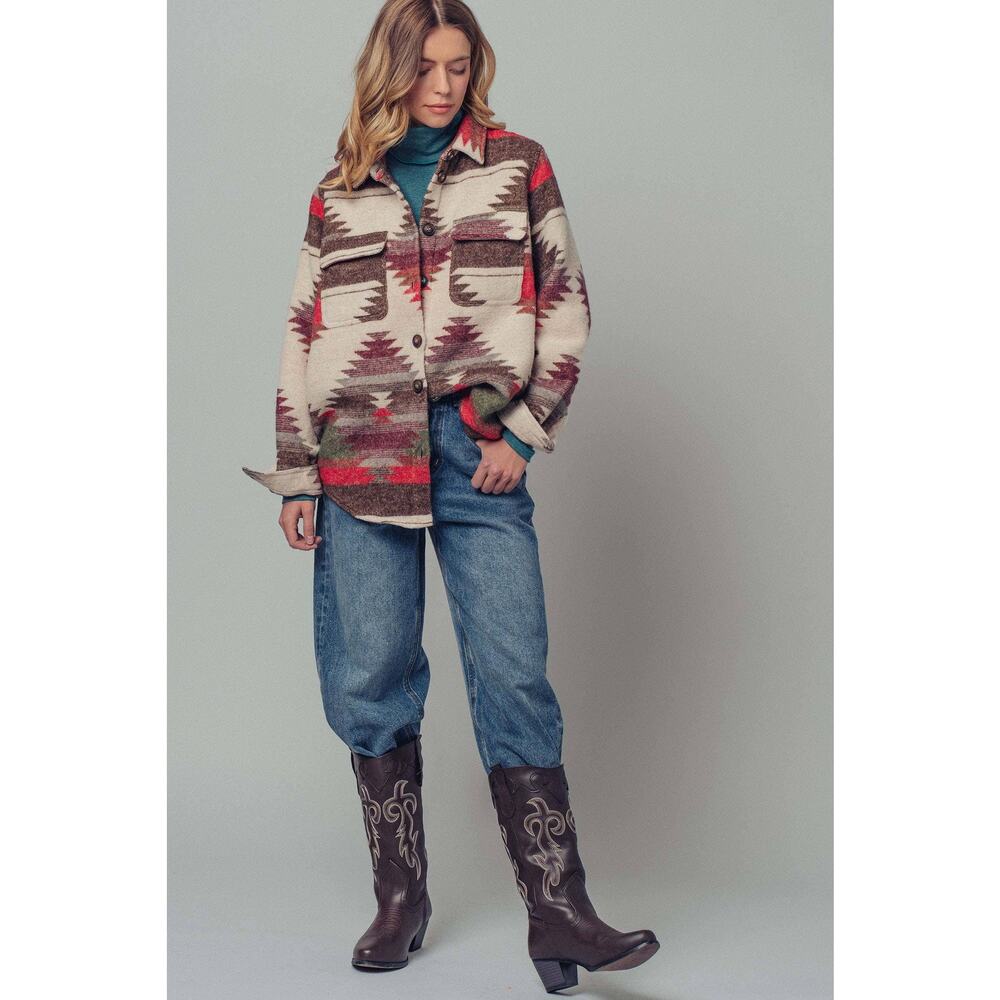 Urban Daizy Aztec Print Jacket - Western-Inspired, Relaxed Fit - Picture 8 of 8